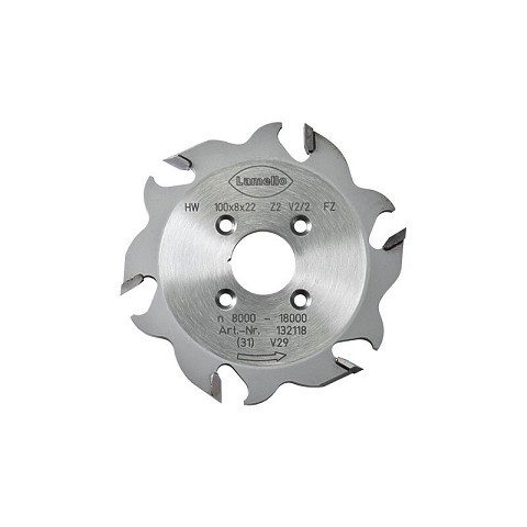 Fresa in HW per fresatrice, Ø100x8xØ22 mm, Z2+V4, 4 fori, per Clamex S-18